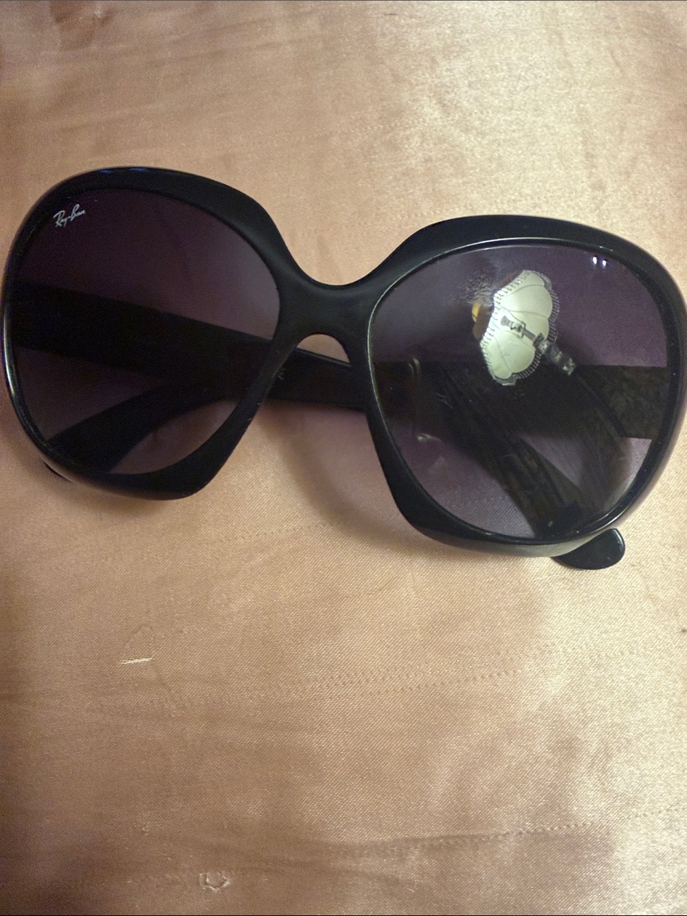 Ray-Ban Women's Black Oversized Round Sunglasses with Dark Lenses